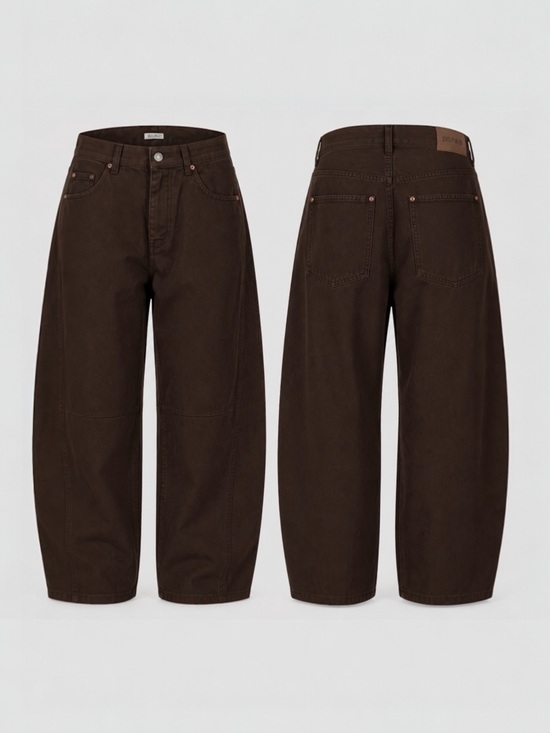 Parke Pants - PARKE Horseshoe / Barrel  Brown High Rise Wide Leg Jeans Size 28 Button Fly